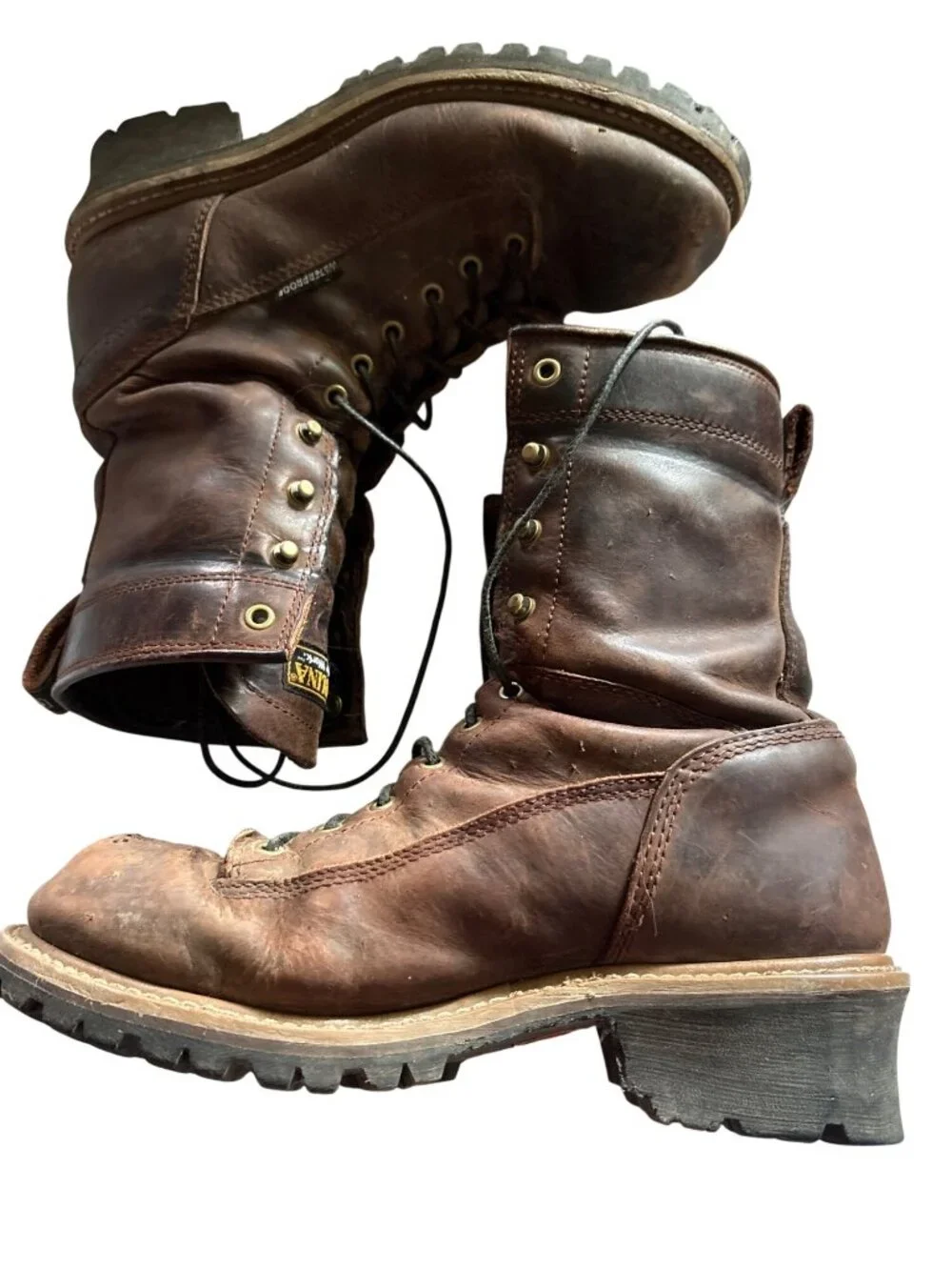 Carolina Mens Waterproof Brown Leather Work Boots Size 10 Pre-Owned